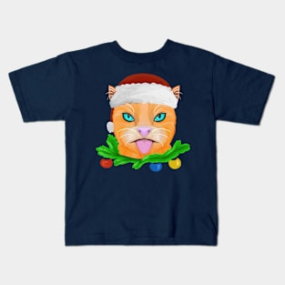 Christmas cat portrait Kids T-Shirt